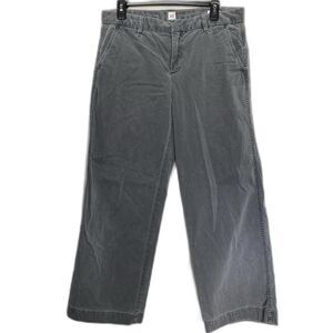 GAP Chinos Cropped Wide Leg Stretch Casual Pants Tall Womens 8 Washed Black Gray